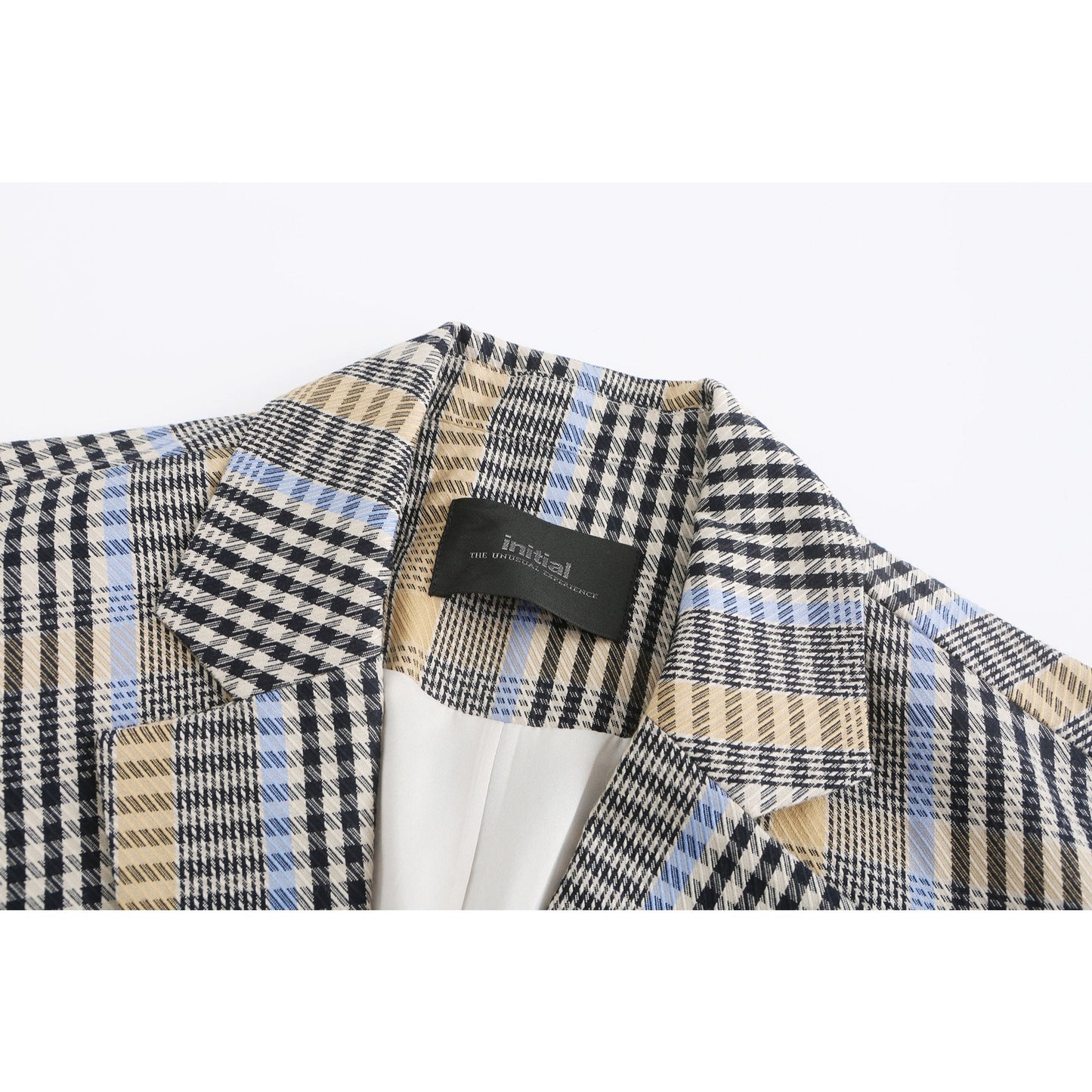 Women Wordings Jacquard Checkers Blazer - Checkered