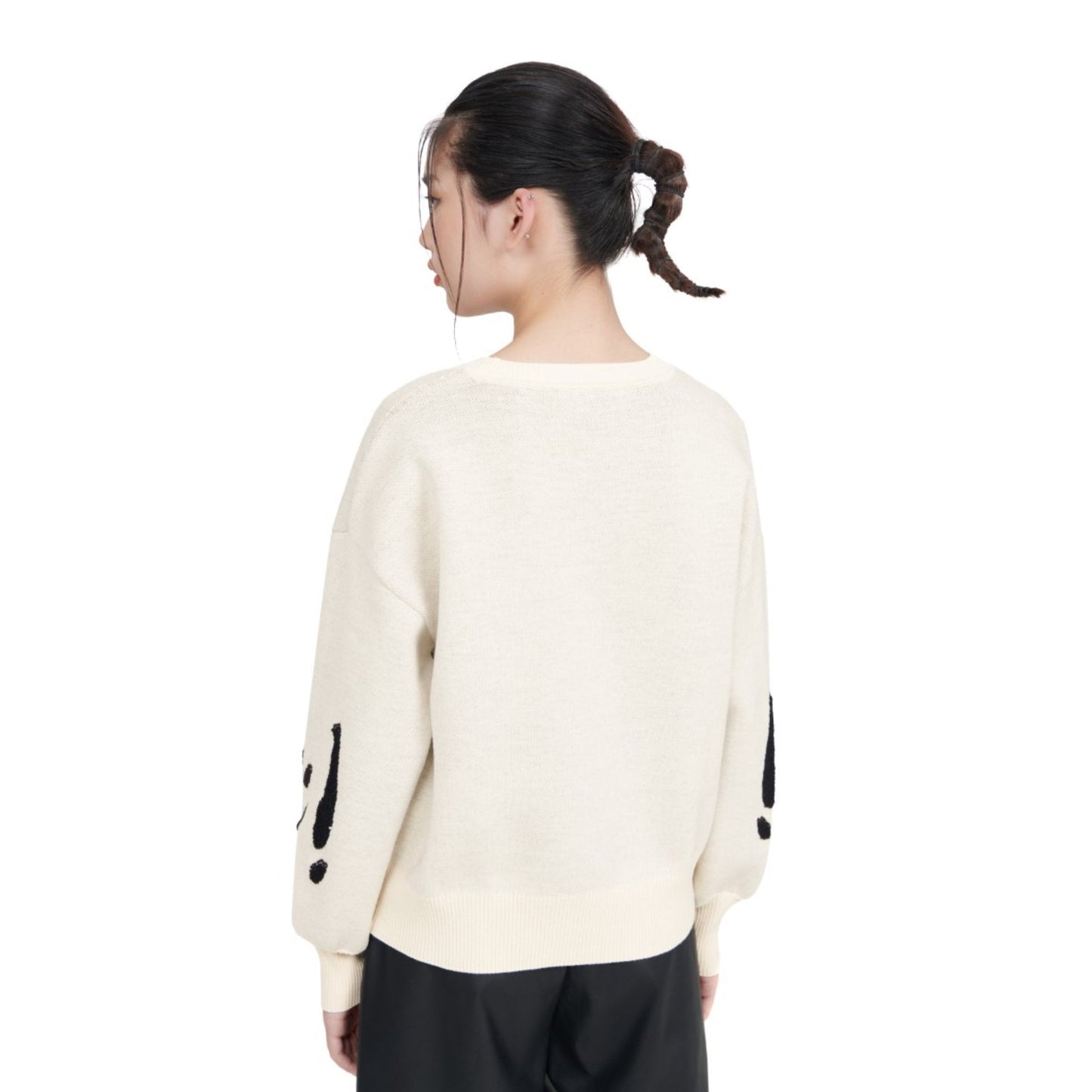 Women Jacquard Graphic Sweater - Ivory