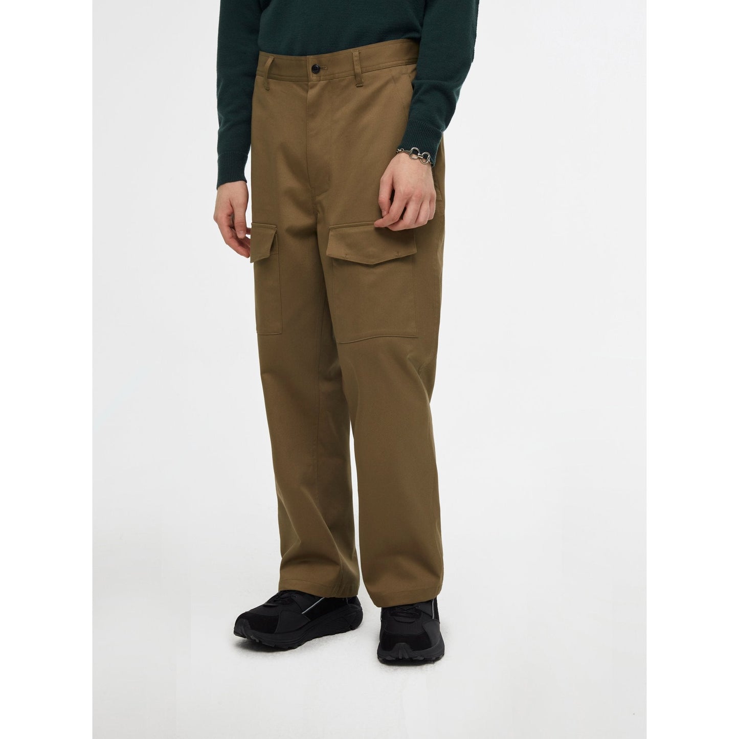 Men Elastic Drawstring Waist Wide Tapered Pants - Creameal
