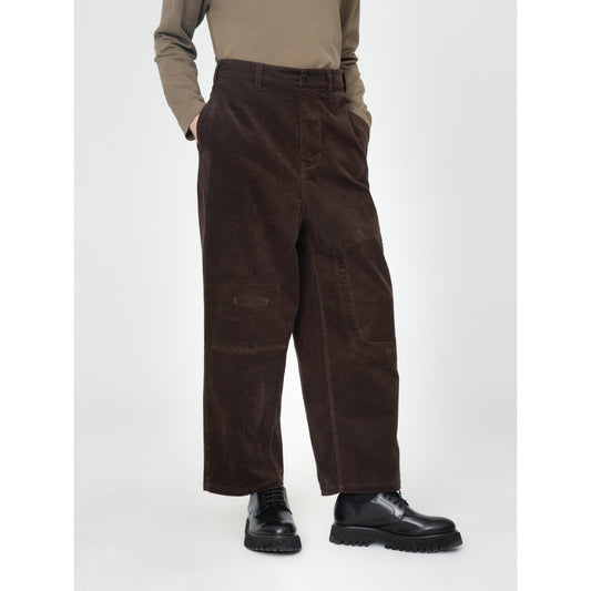 Men Patchwork Corduroy Pants - Brown