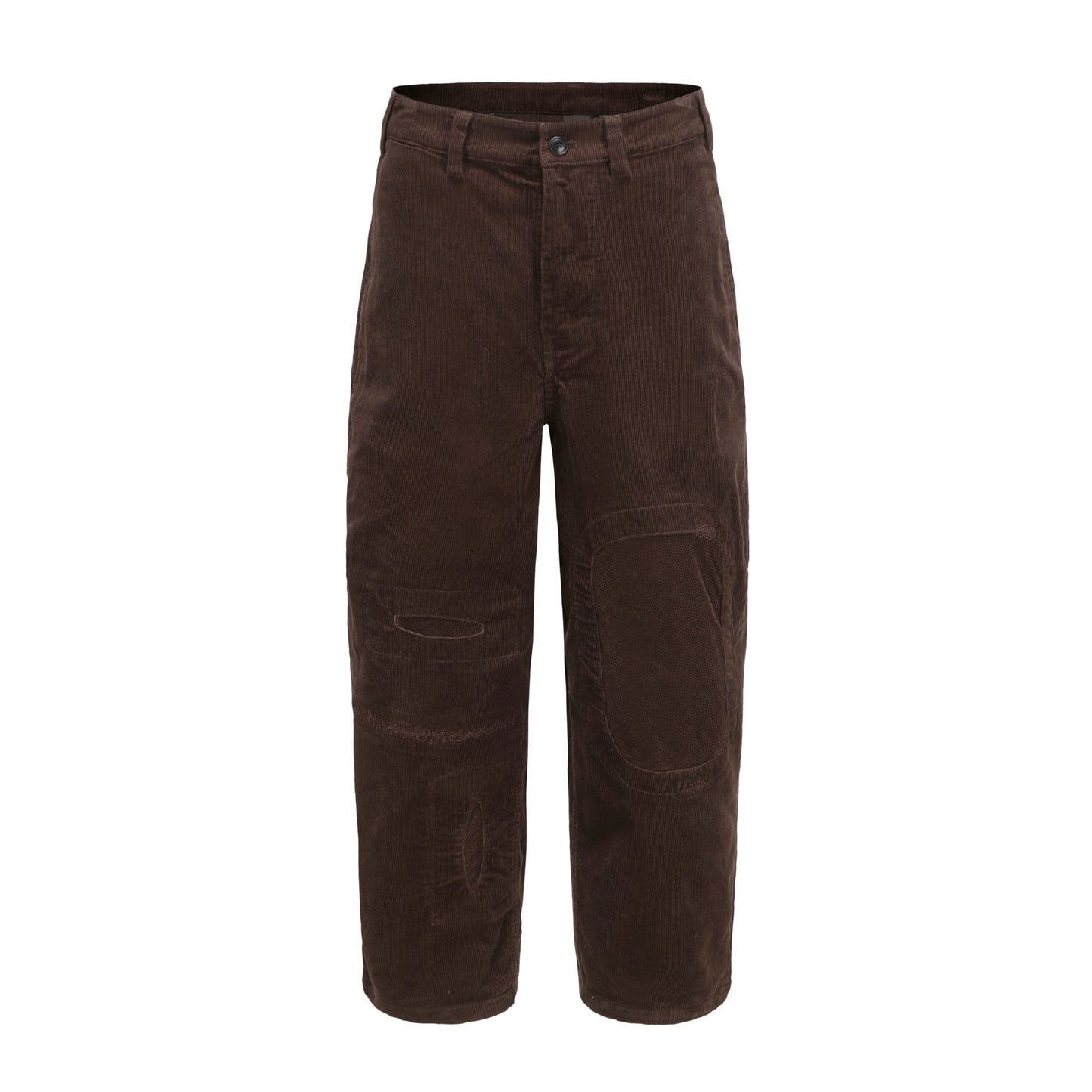 Men Patchwork Corduroy Pants - Brown