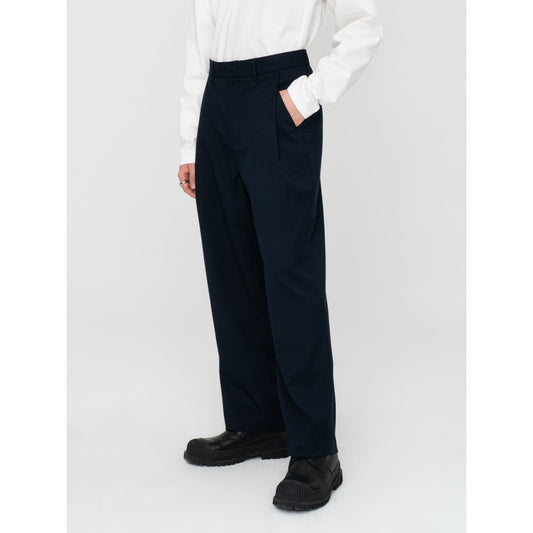 Men Single Pleat Pants - Navy
