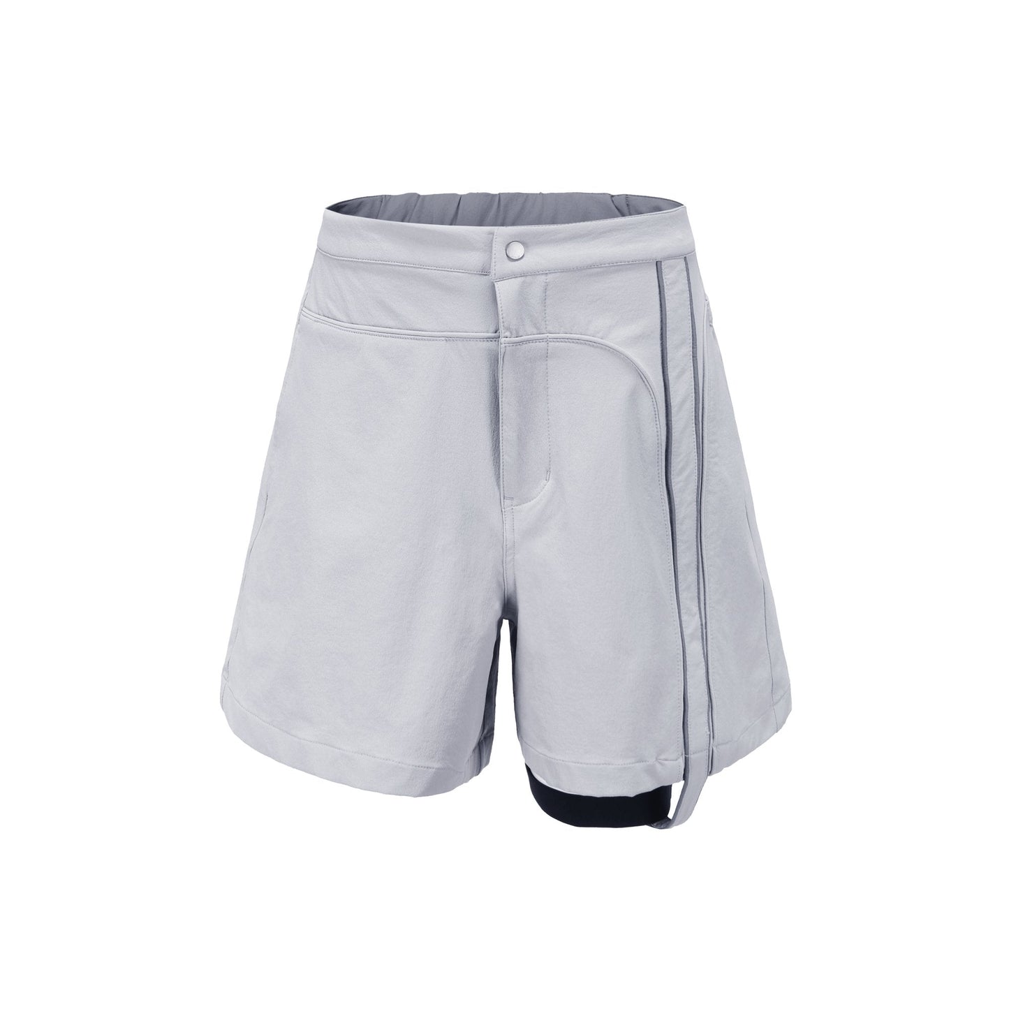 Women Shorts With Detachable Garter Belt - Light Grey