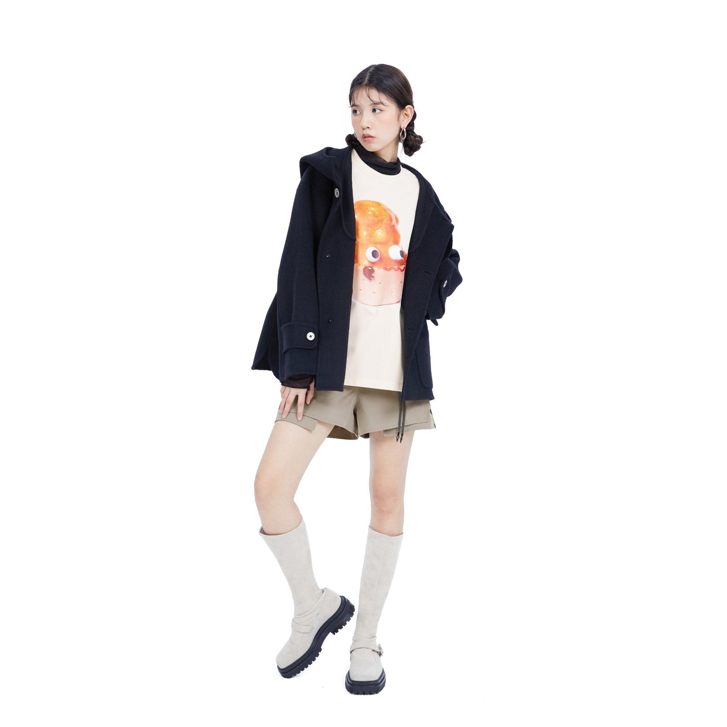 Women Tent-Inspired Shorts With 3M Reflective Rope Laces - Beige