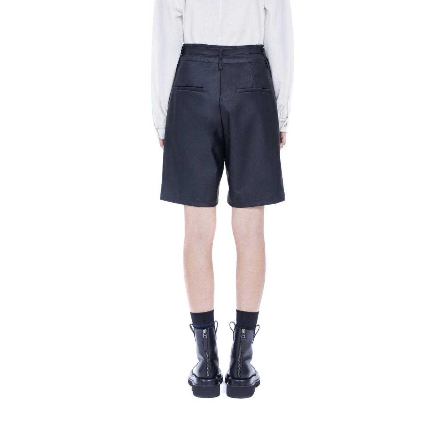 Women Faux Leather Shorts - Black
