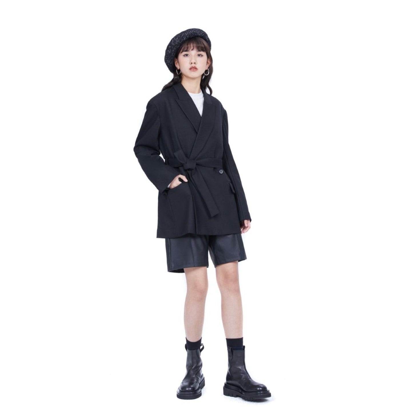 Women Faux Leather Shorts - Black