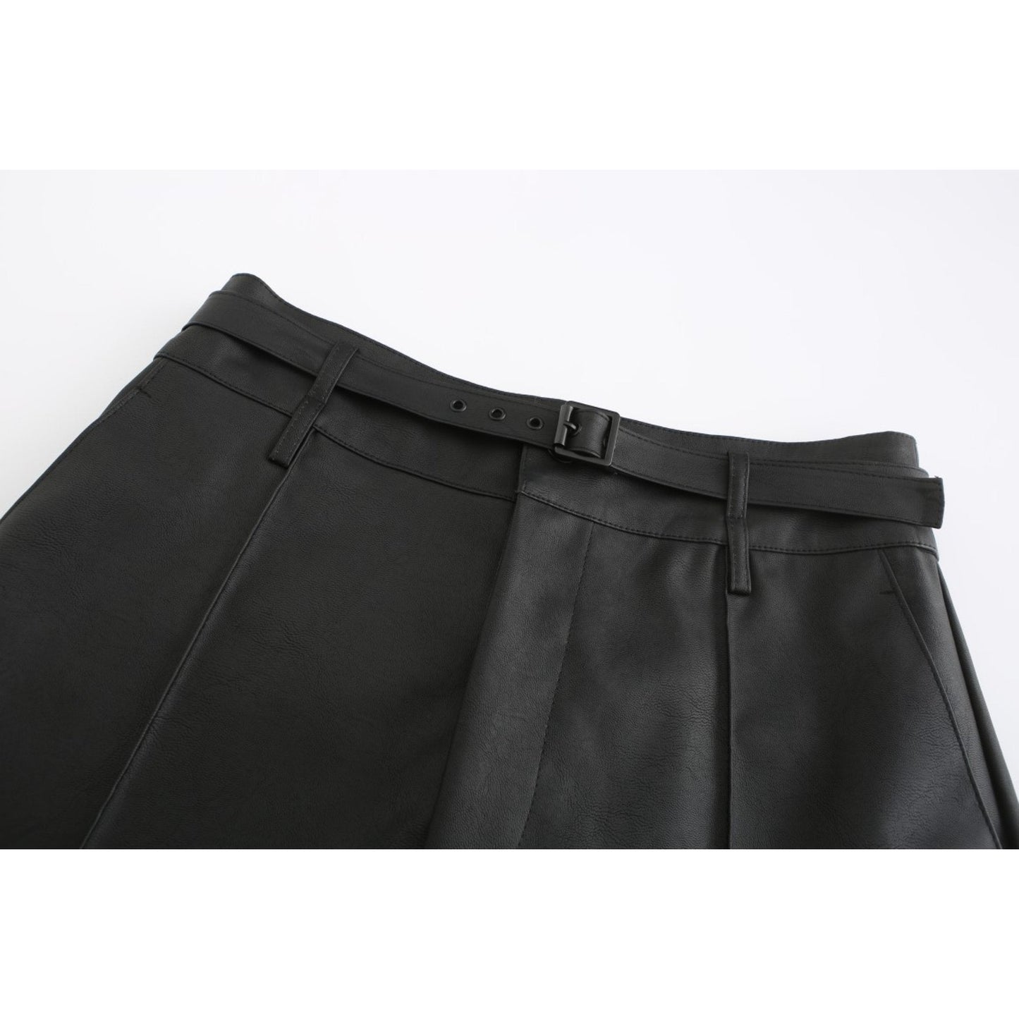 Women Faux Leather Shorts - Black