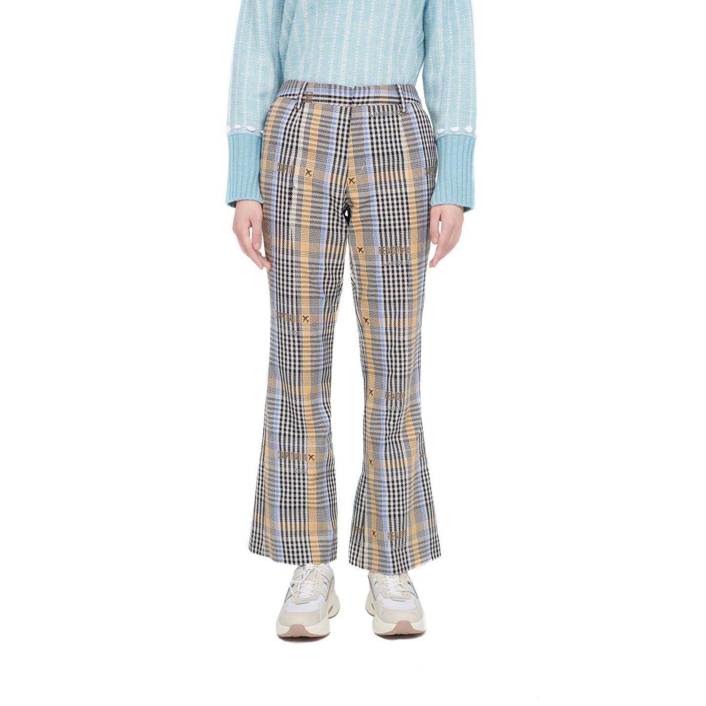 Women Wordings Jacquard Checkers Pants - Checkered
