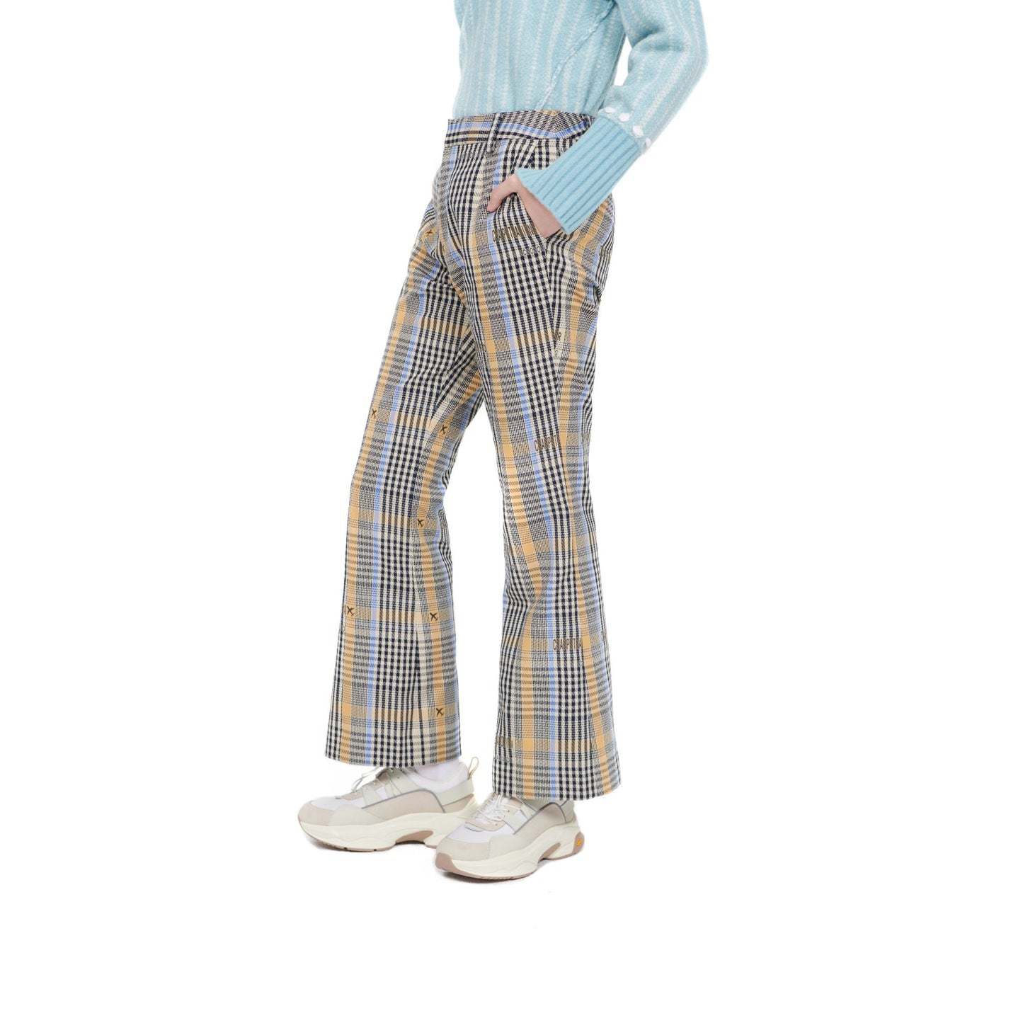 Women Wordings Jacquard Checkers Pants - Checkered