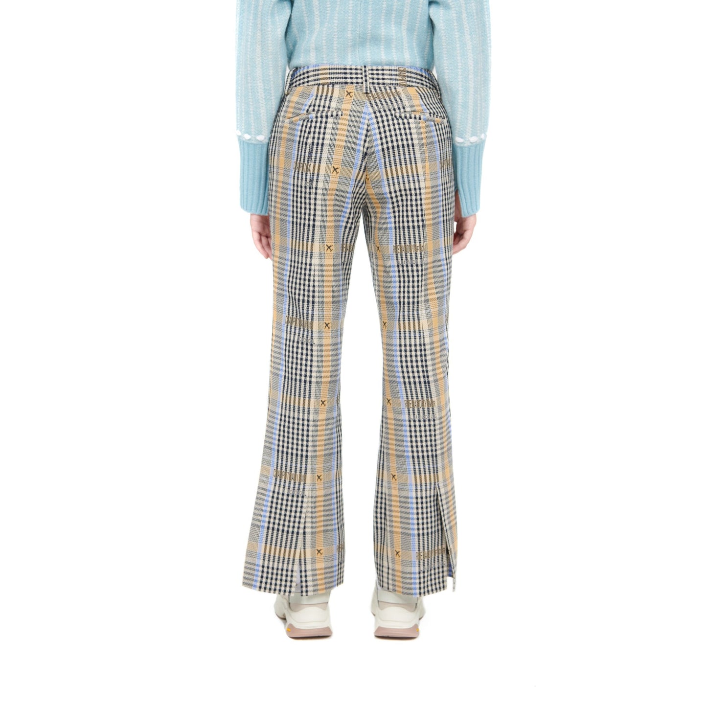 Women Wordings Jacquard Checkers Pants - Checkered
