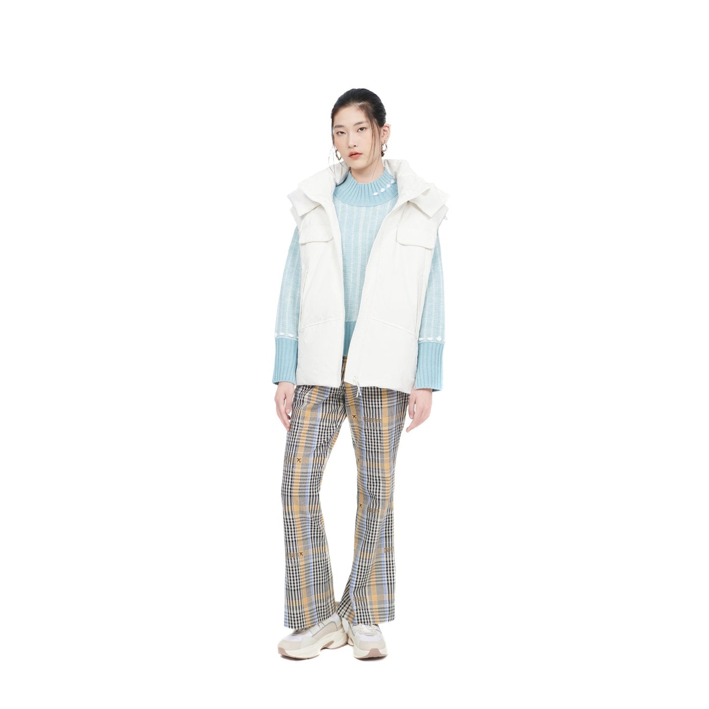 Women Wordings Jacquard Checkers Pants - Checkered