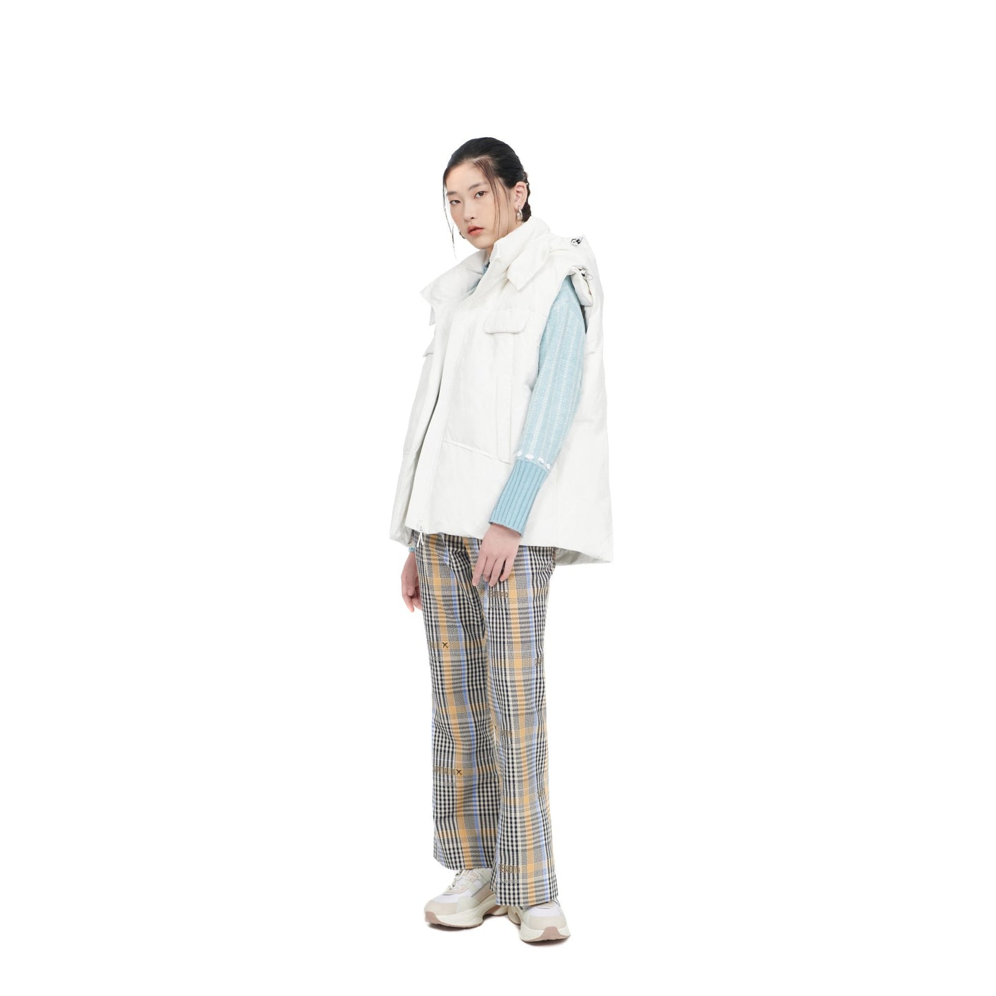 Women Wordings Jacquard Checkers Pants - Checkered