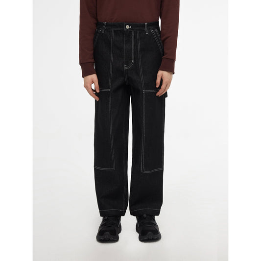 Men Denim Worker Pants - Black