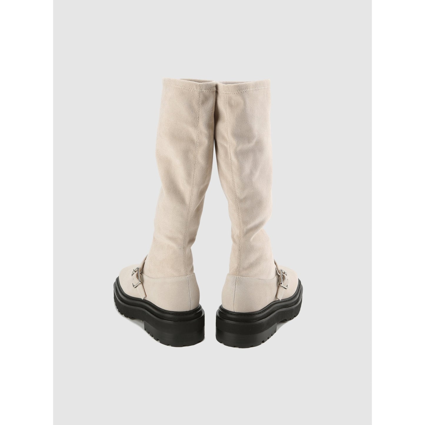 Women Squared-Toe Knee-High Mary-Jane Boots - Ivory