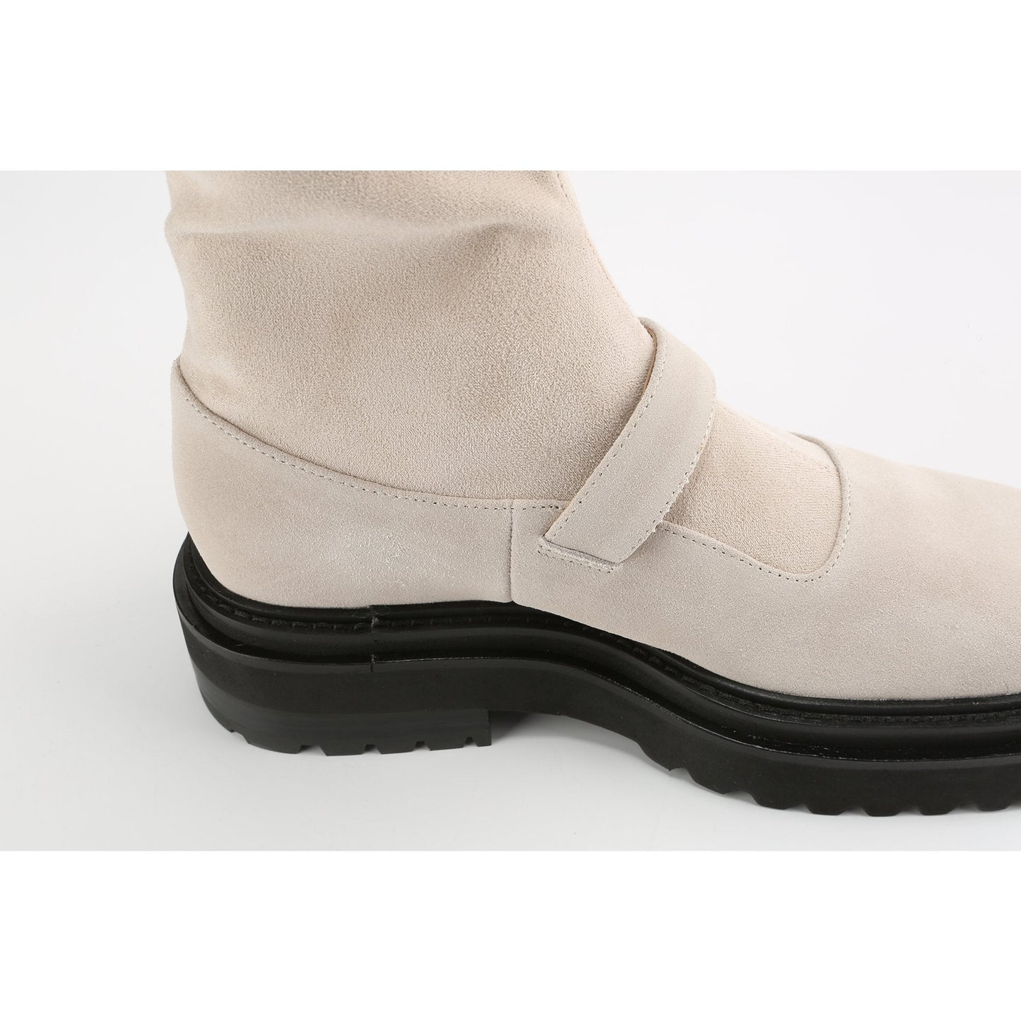 Women Squared-Toe Knee-High Mary-Jane Boots - Ivory