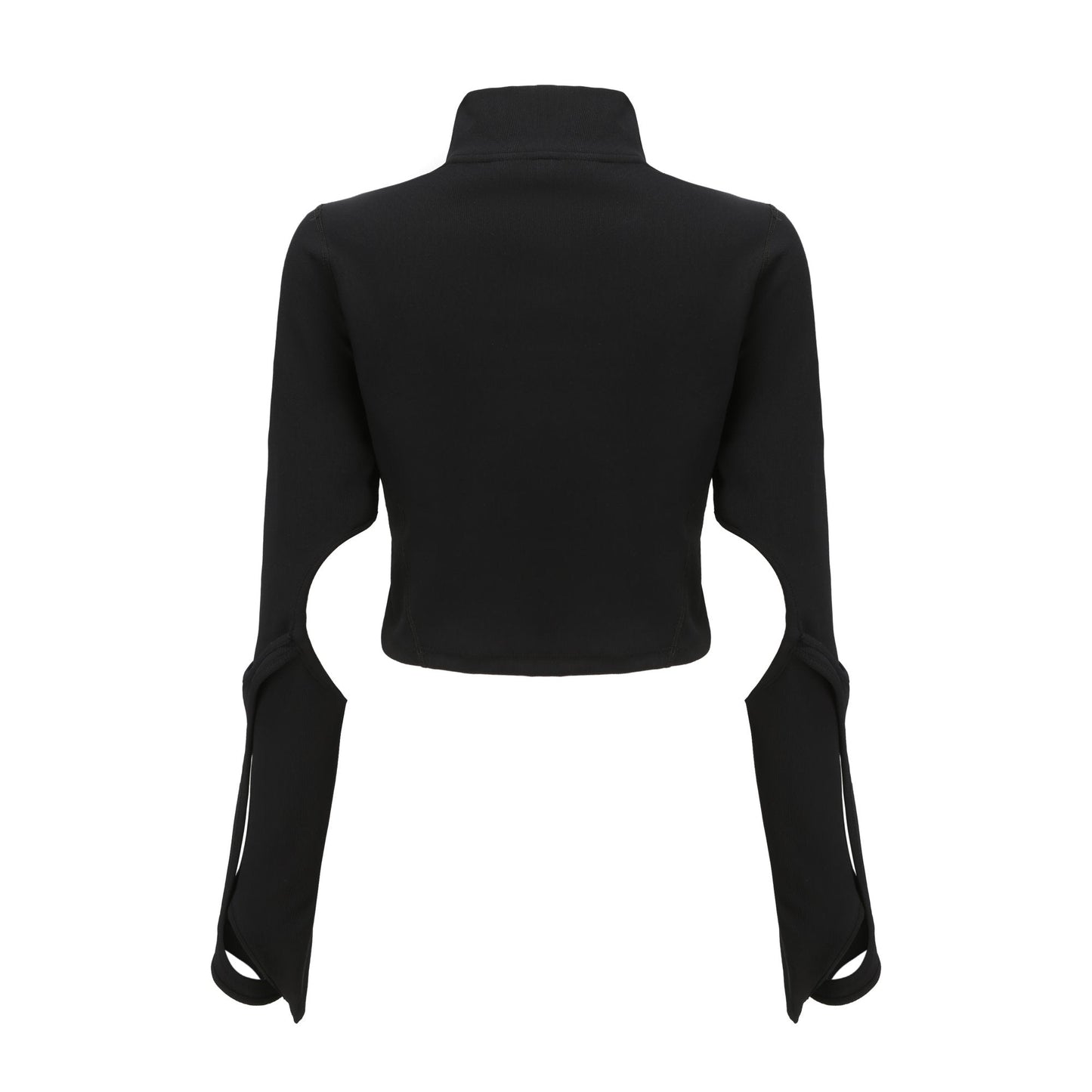 Women Top with Detachable Gloves - Black