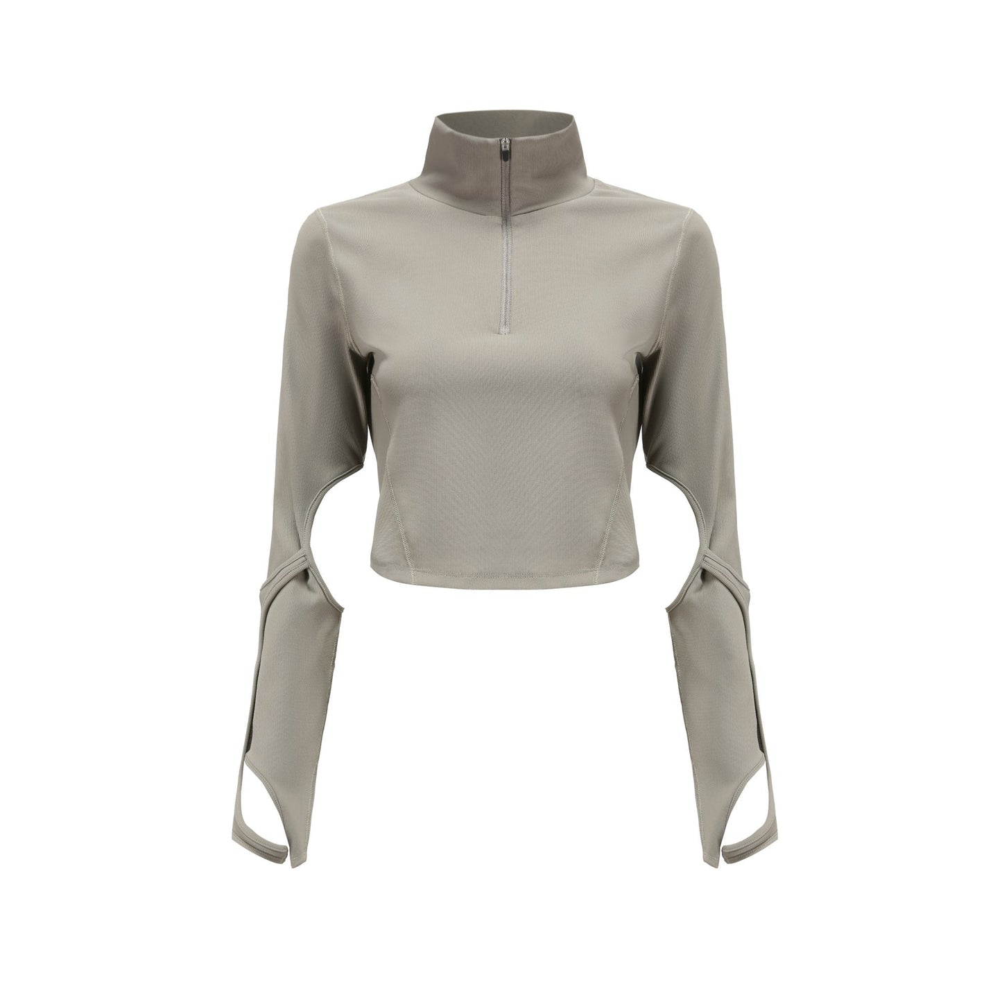 Women Top with Detachable Gloves - Grey