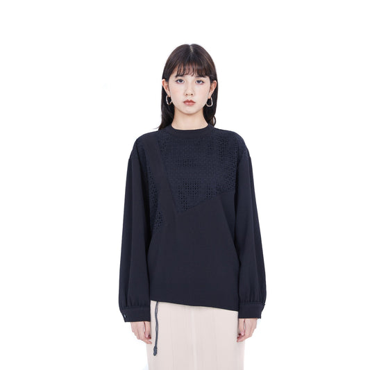 Women Lace patched Top - Black