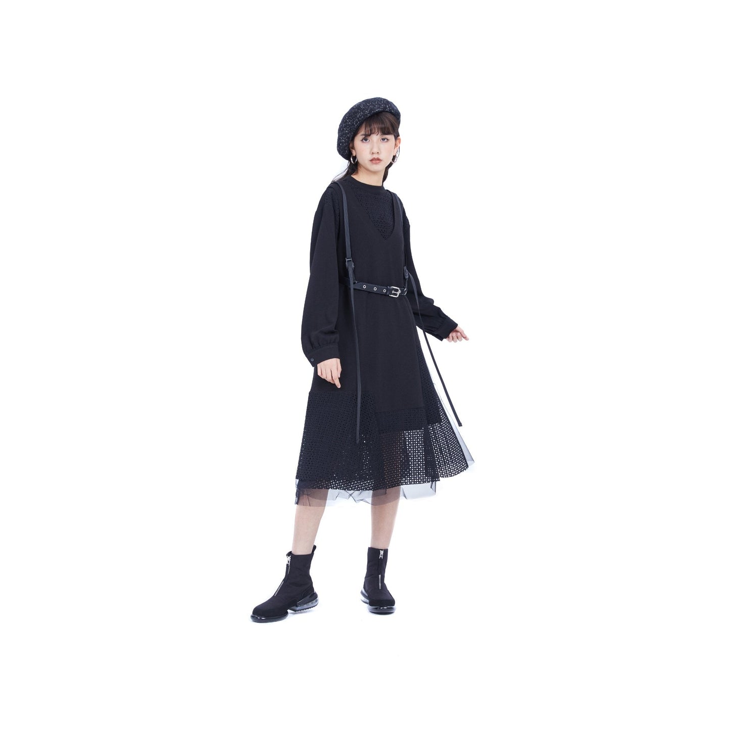Women Lace patched Top - Black