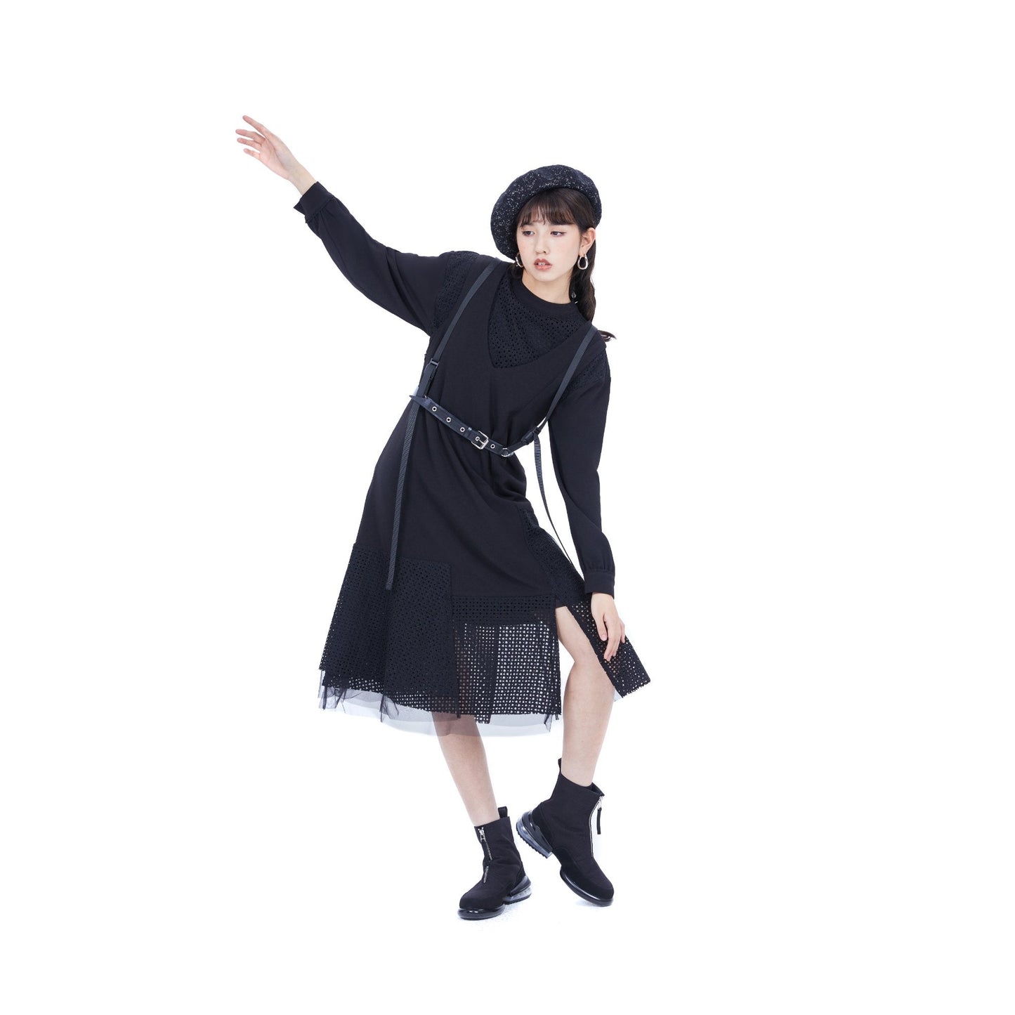 Women Lace patched Top - Black