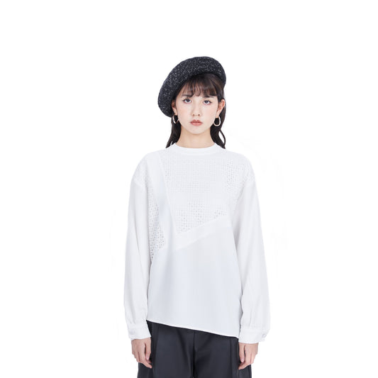 Women Lace patched Top - White