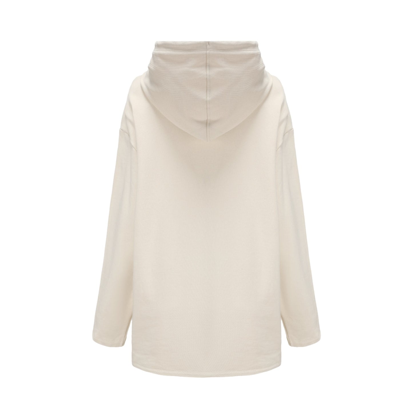 Women Retro Graphic Patched Oversize Hoodie - Ivory