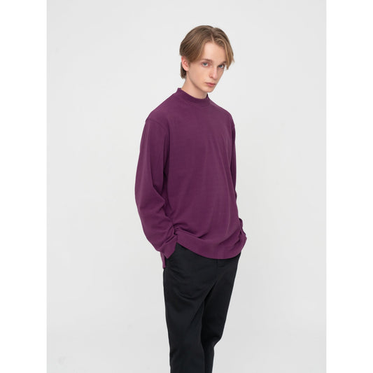 Men Lightweight Fleece Mock Neck Tee - Purple