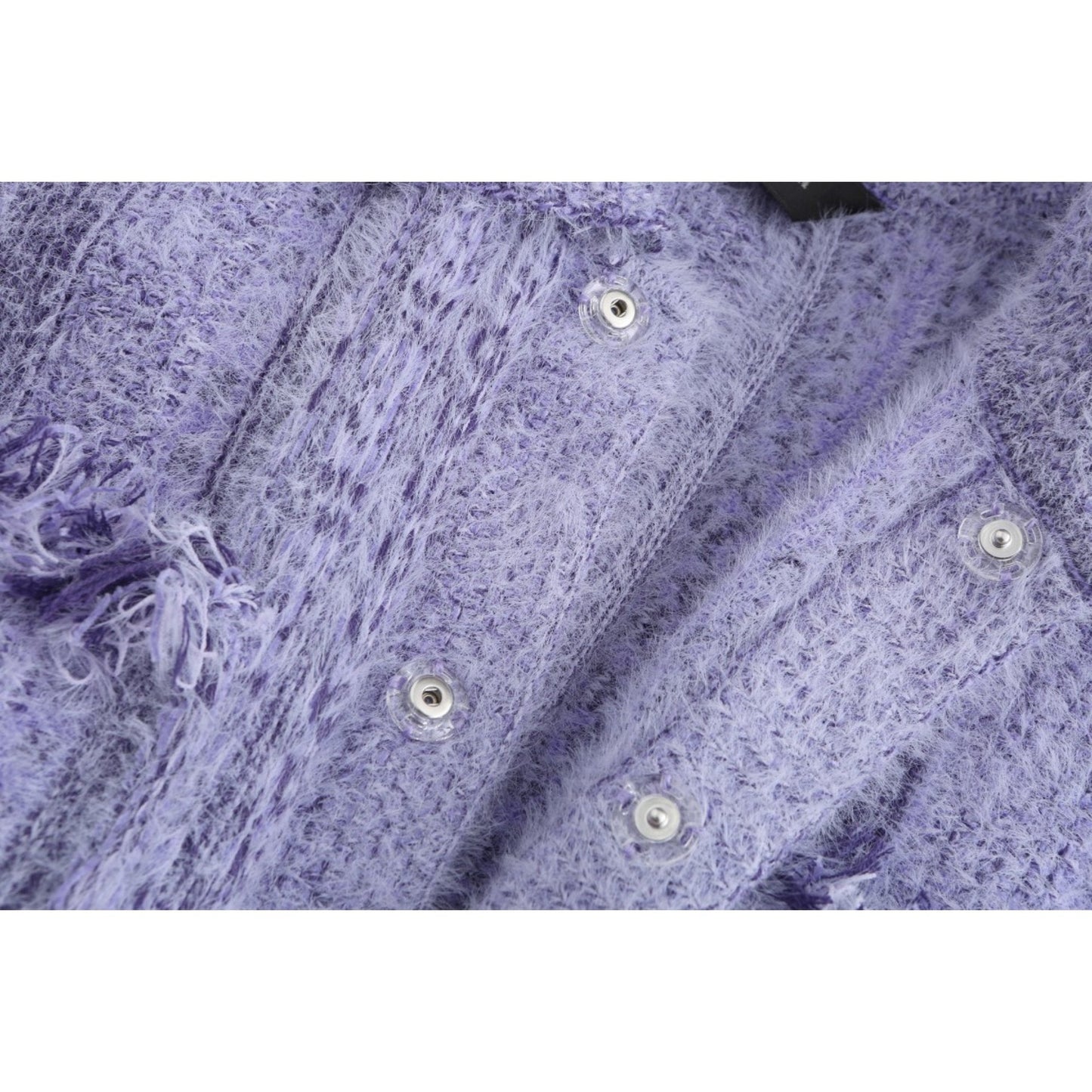 Women Retro Tweed Cardigan - Purple