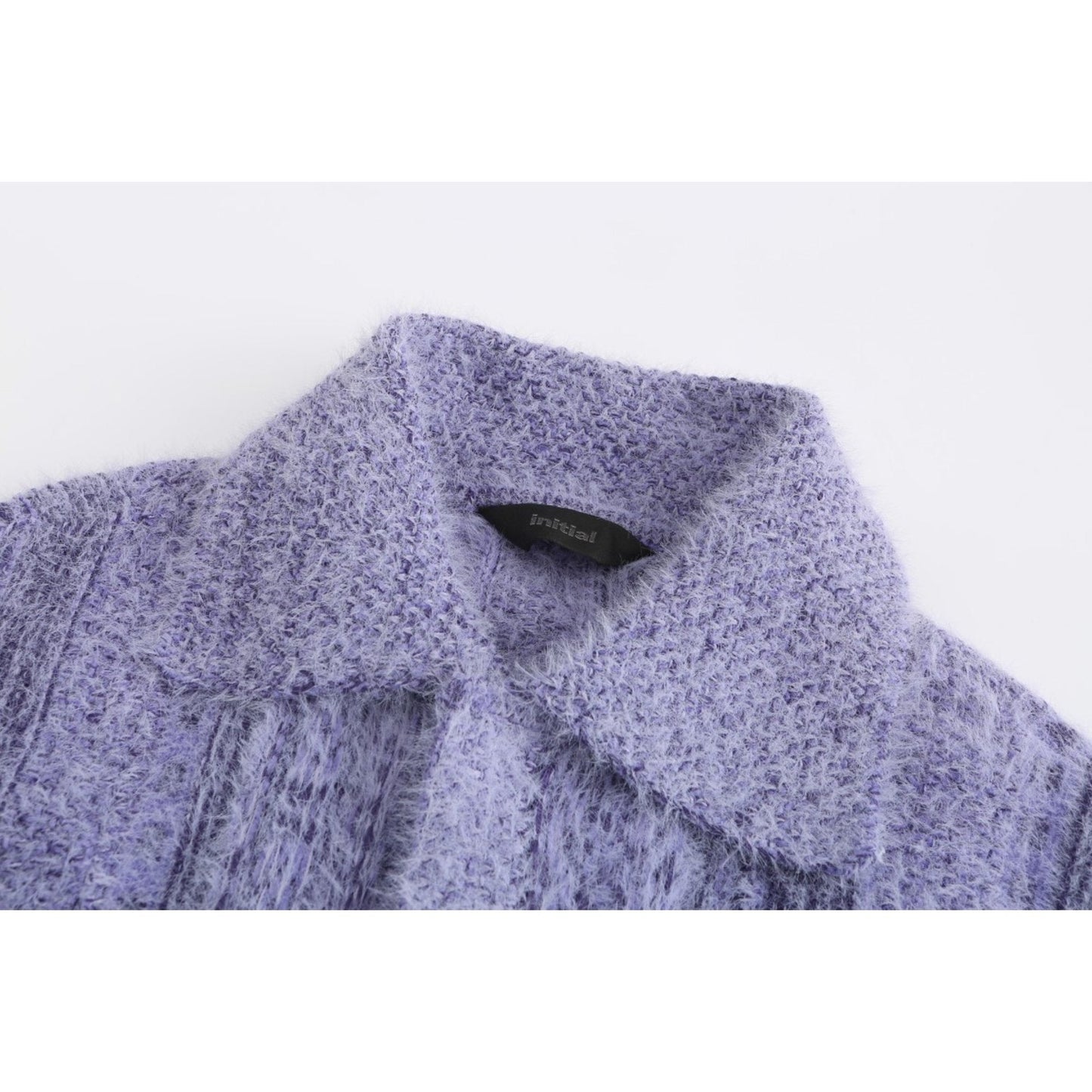 Women Retro Tweed Cardigan - Purple