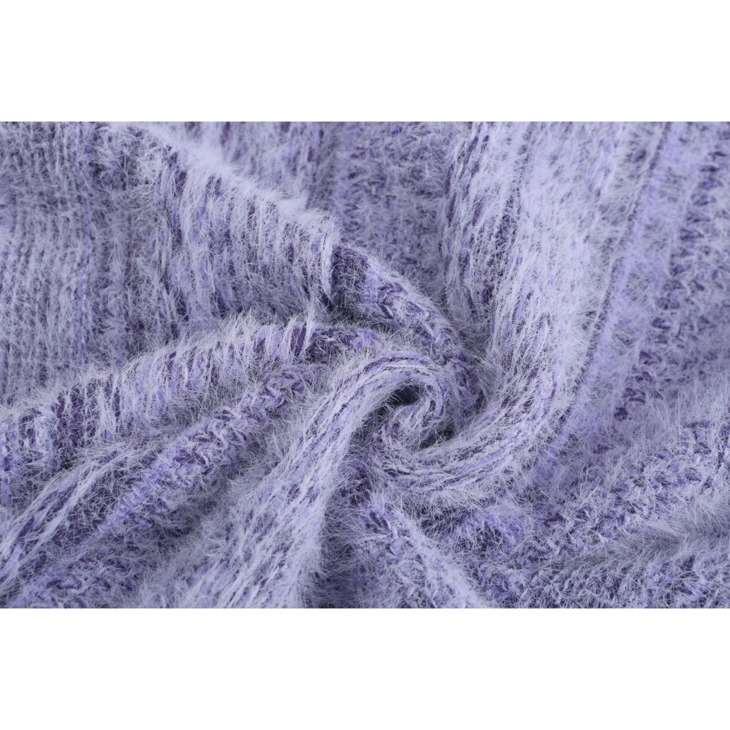 Women Retro Tweed Cardigan - Purple