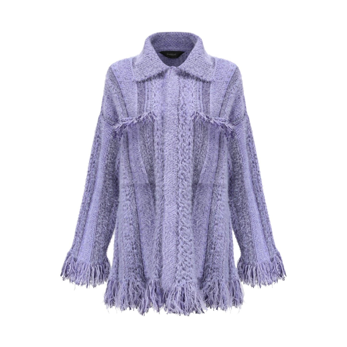 Women Retro Tweed Cardigan - Purple