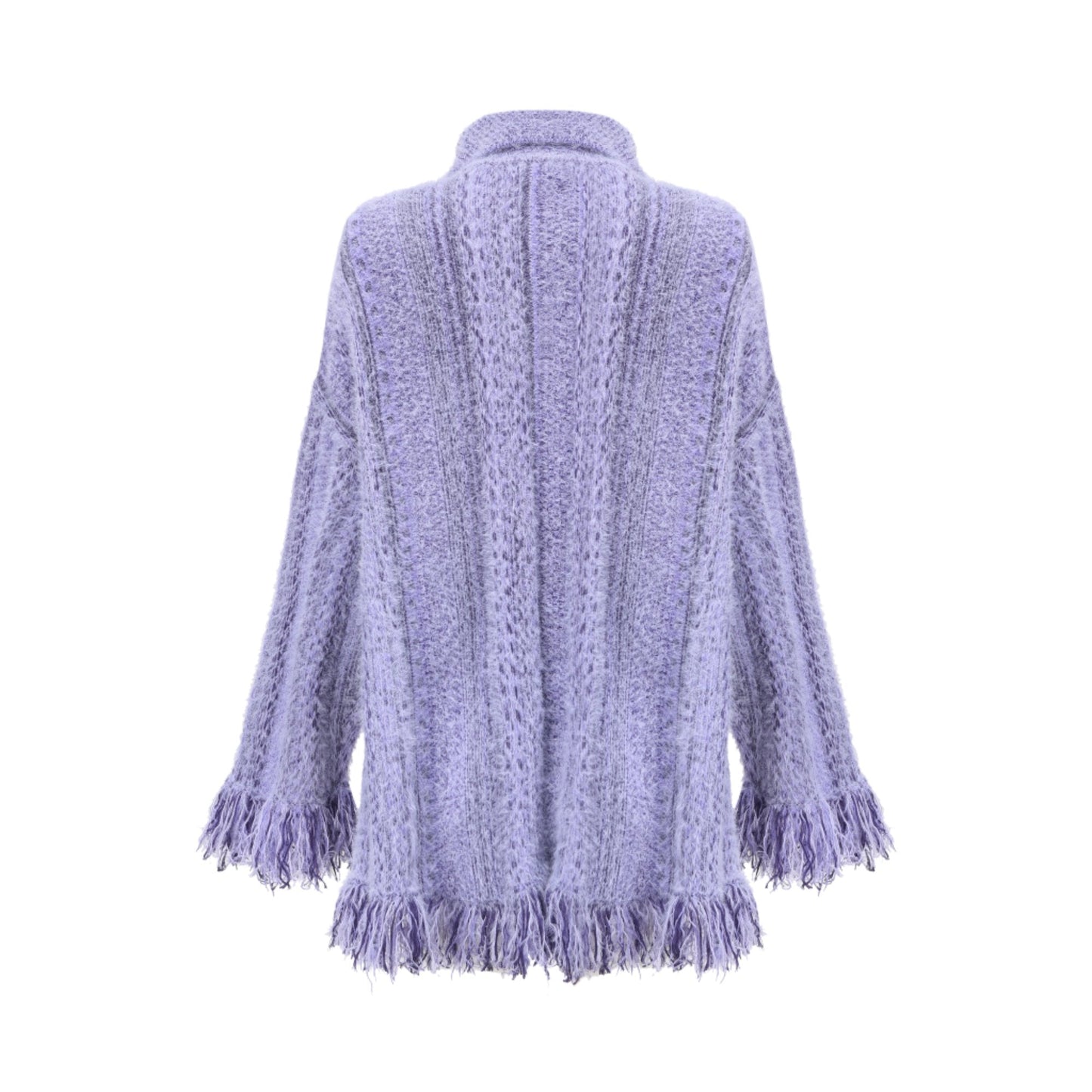 Women Retro Tweed Cardigan - Purple