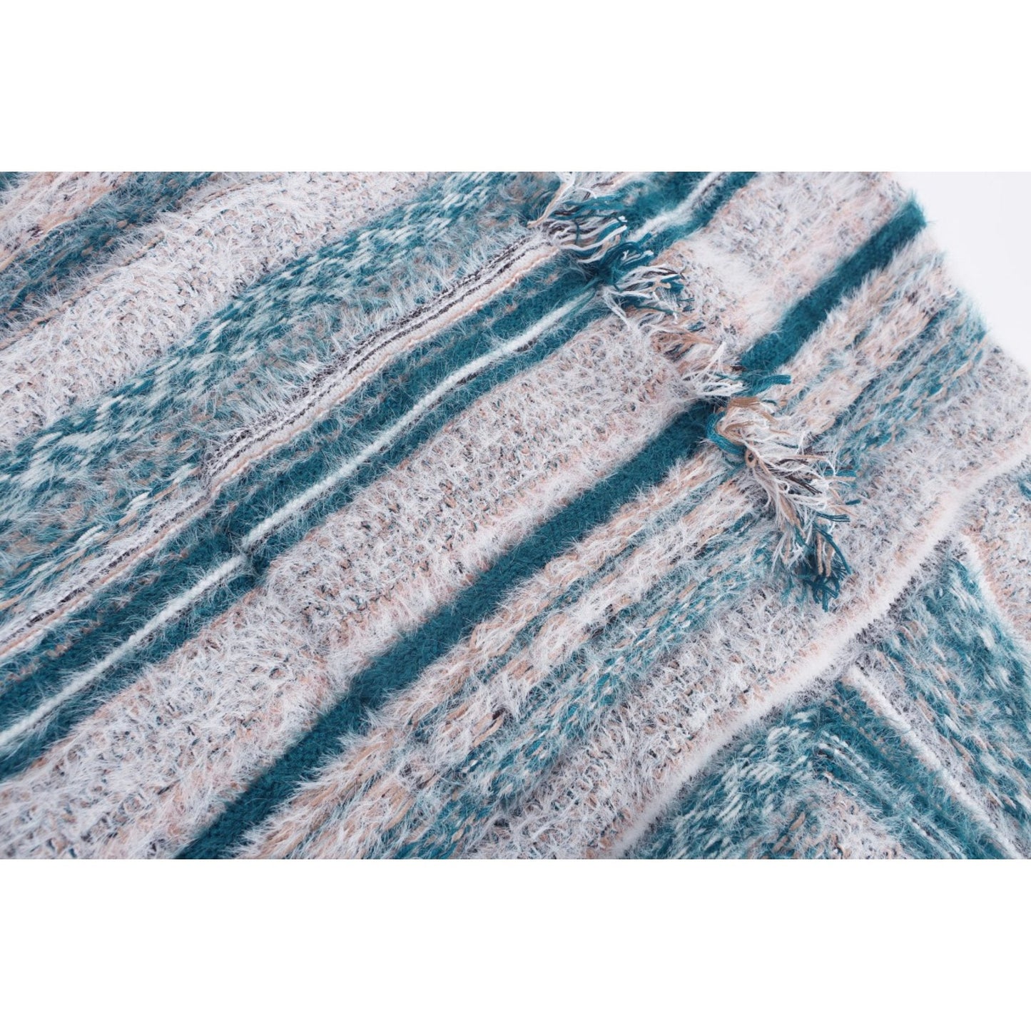 Women Retro Tweed Cardigan - Blue
