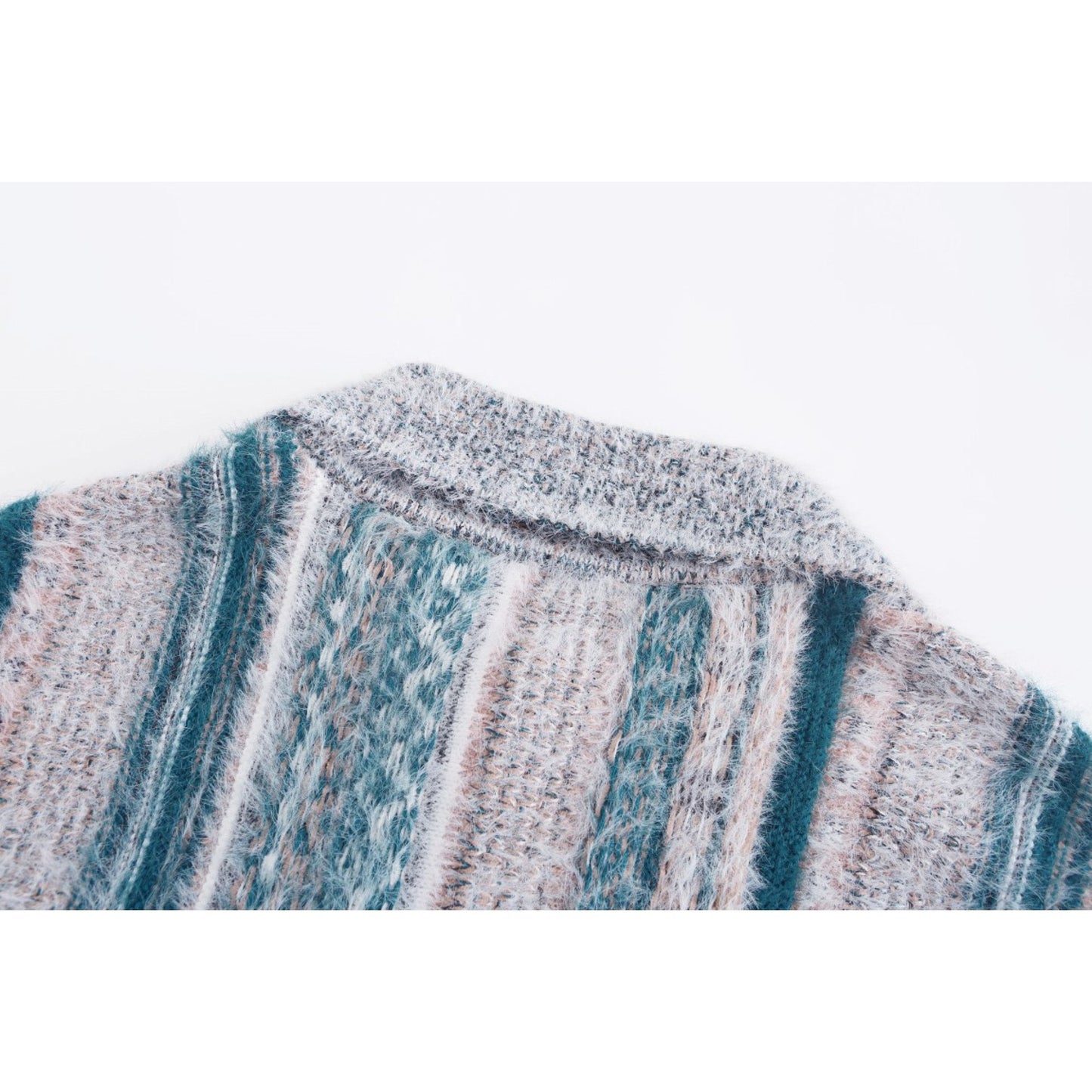 Women Retro Tweed Cardigan - Blue