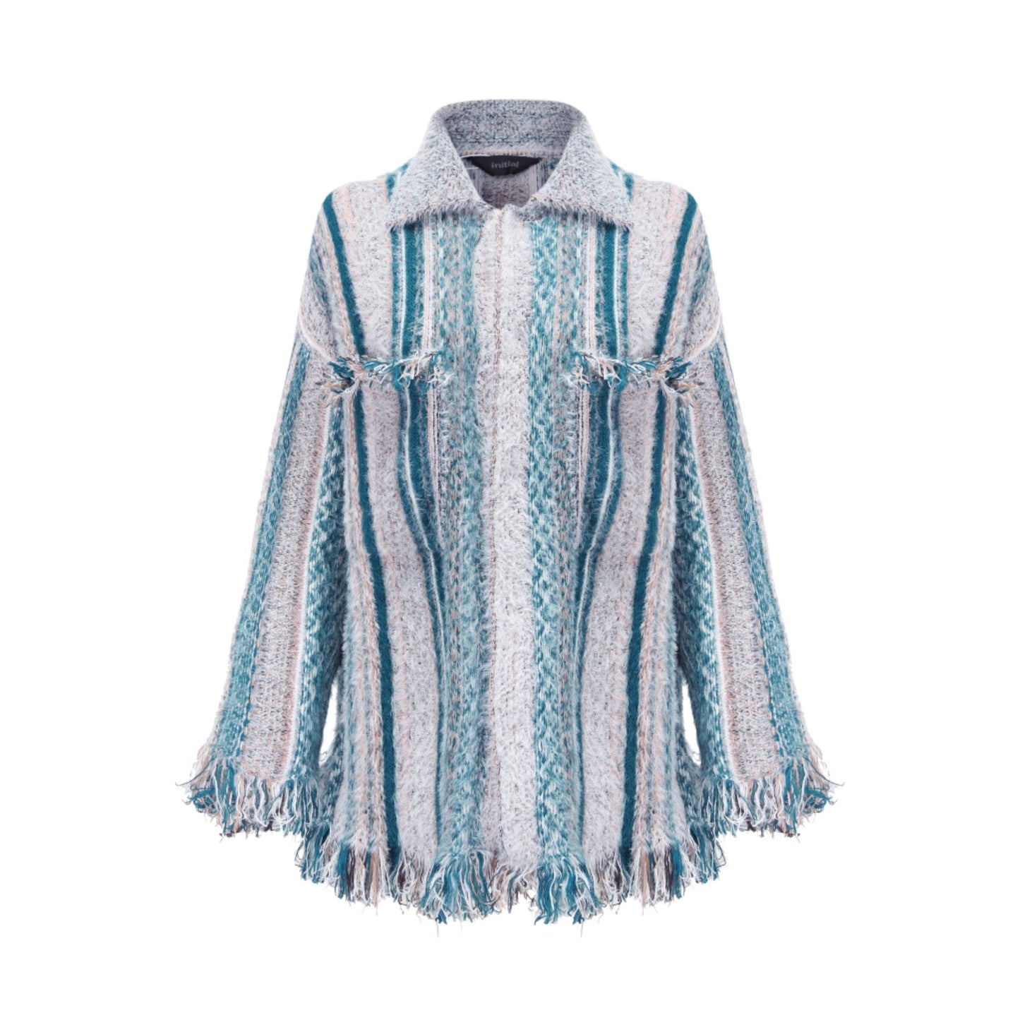 Women Retro Tweed Cardigan - Blue
