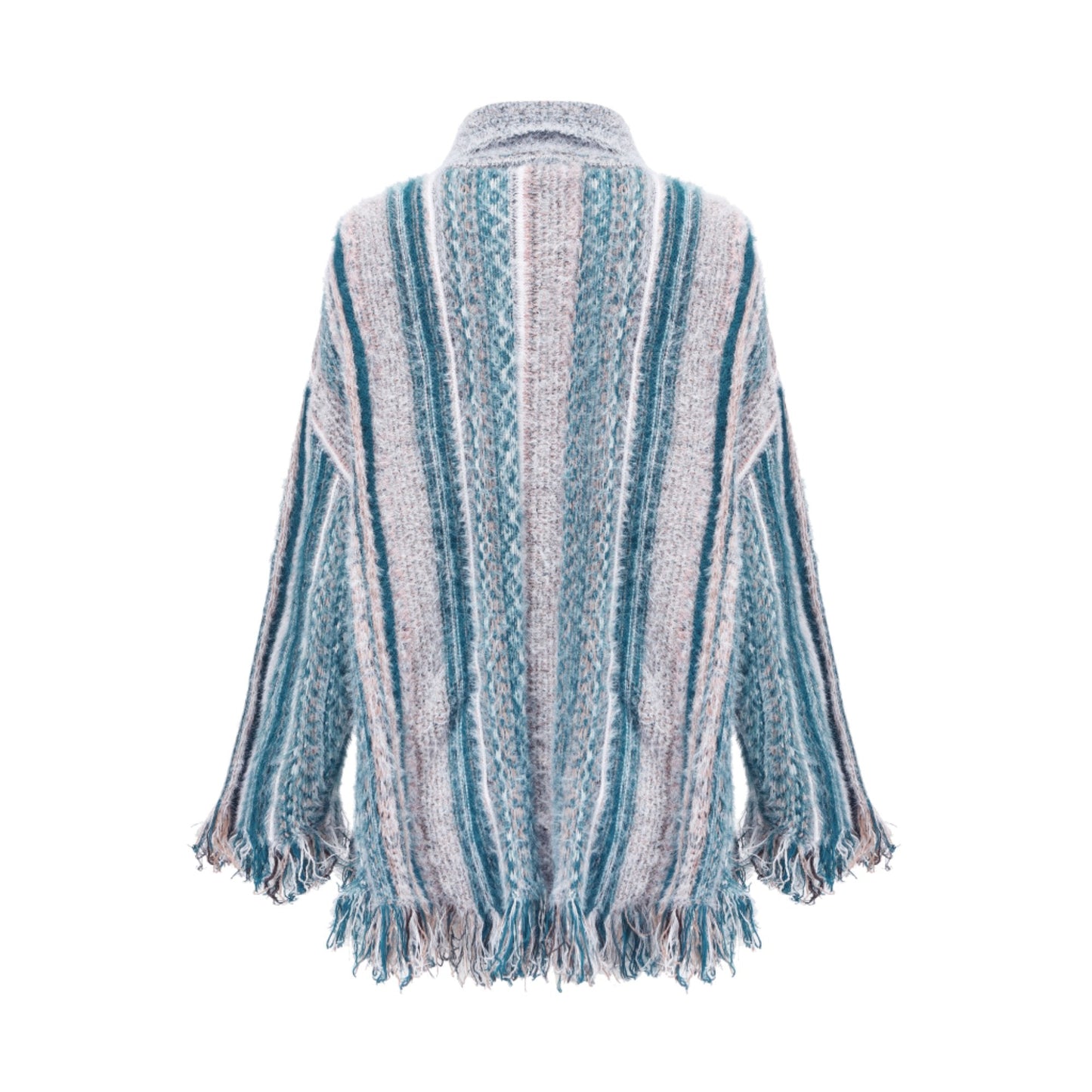 Women Retro Tweed Cardigan - Blue