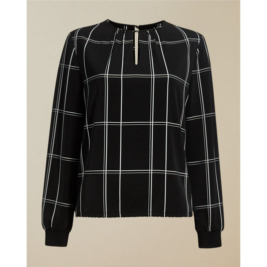 Women Melo-Drawcord Detail Keyhole Top - Black