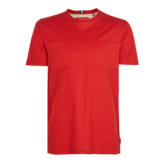 男士 Helter 短袖珠地板拼接 T 卹 - 紅色