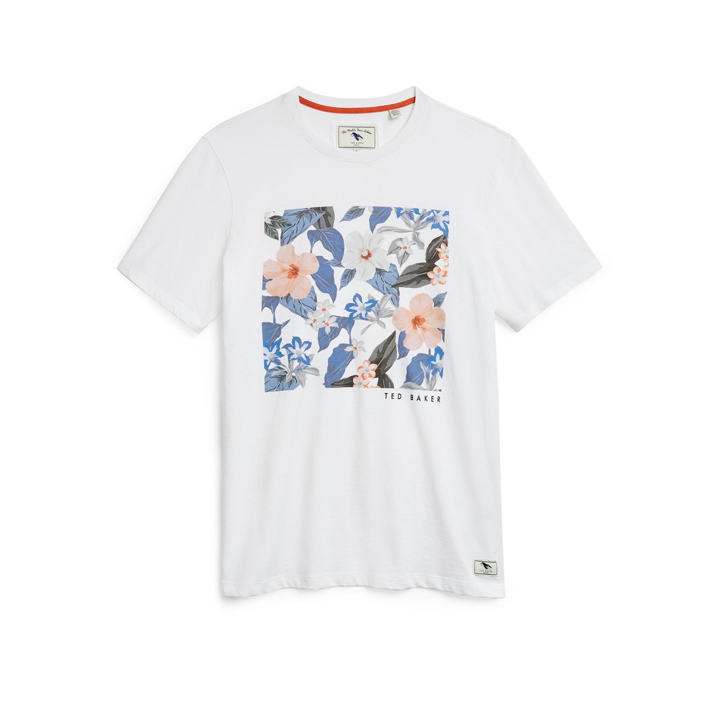 男士恐怖圖案花卉游泳 T 卹 - 白色