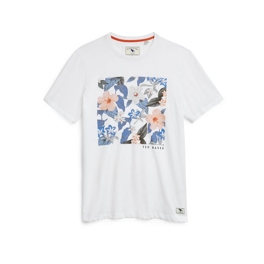 Men Scariy-Graphic Floral Swim T-Shirt - White
