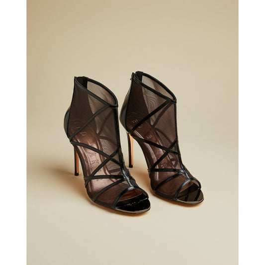Women Taminaa-Embossed Snake Effect Caged Sandal - Black