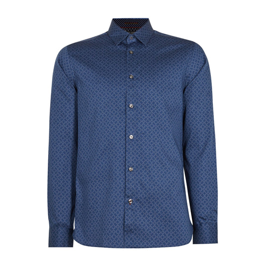Men Whonos-Ls Geo Print Shirt - Blue
