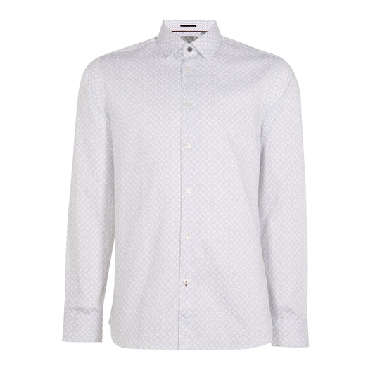 Men Whonos-Ls Geo Print Shirt - White