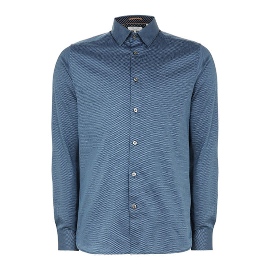 Men Tillnow-Ls Small Geo Print Shirt - Mid-Blue
