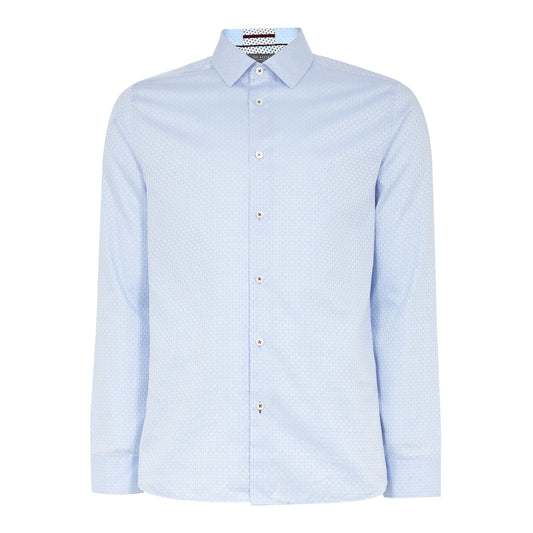 Men Neverr-Ls Modern Fit Jacquard Shirt - Light-Blue