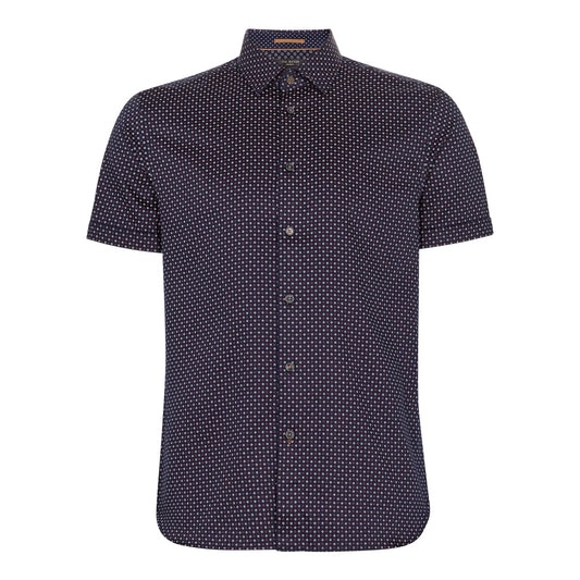 Men Sortit-Ss Geo Print Shirt - Navy