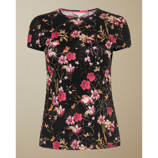 Women Calba-Fern Forest Fitted Tee - Black