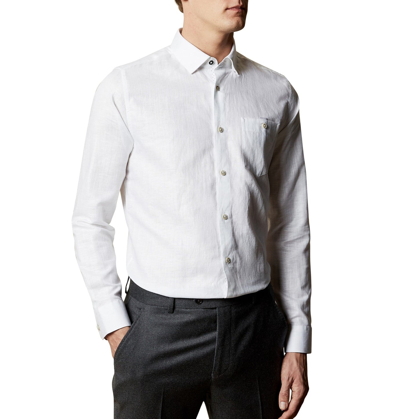 Men Tiptoe-Ls Linen Shirt - White