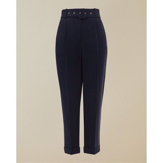 Women Kamari-Peg Leg Trouser With Self Belt - Dark-Blue
