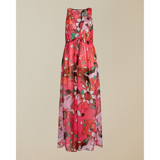 Women Honorr-Maxi Length Plunge Cover Up - Bright-Pink